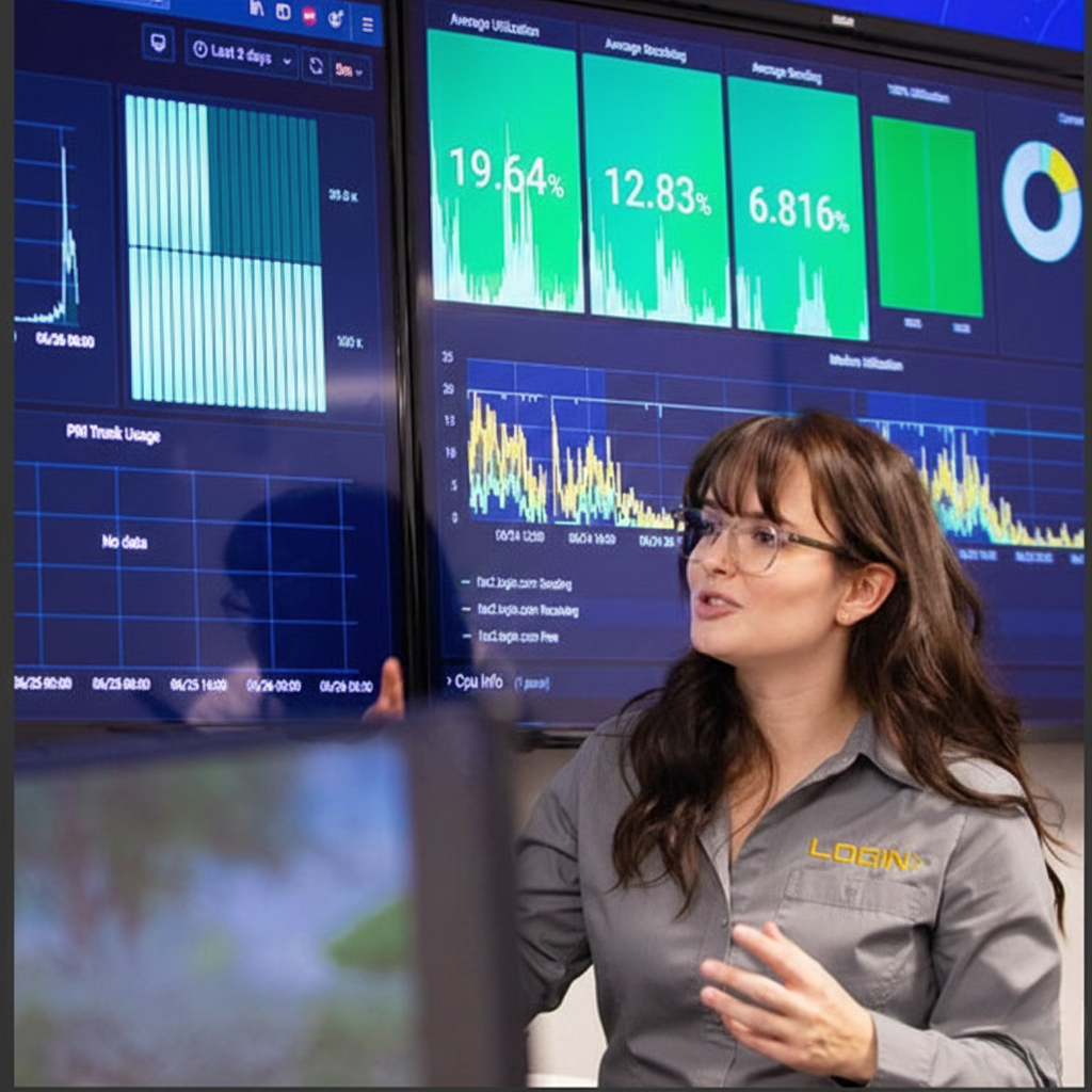 Employee explaining networking service details